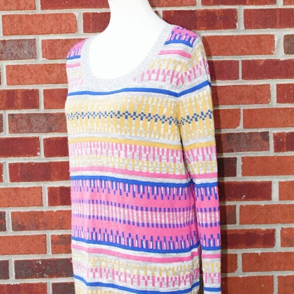 Mossimo Multi Color Fun Loose Sweater Gray Pink Blue Yellow X-Large Sweater - Picture 5 of 8